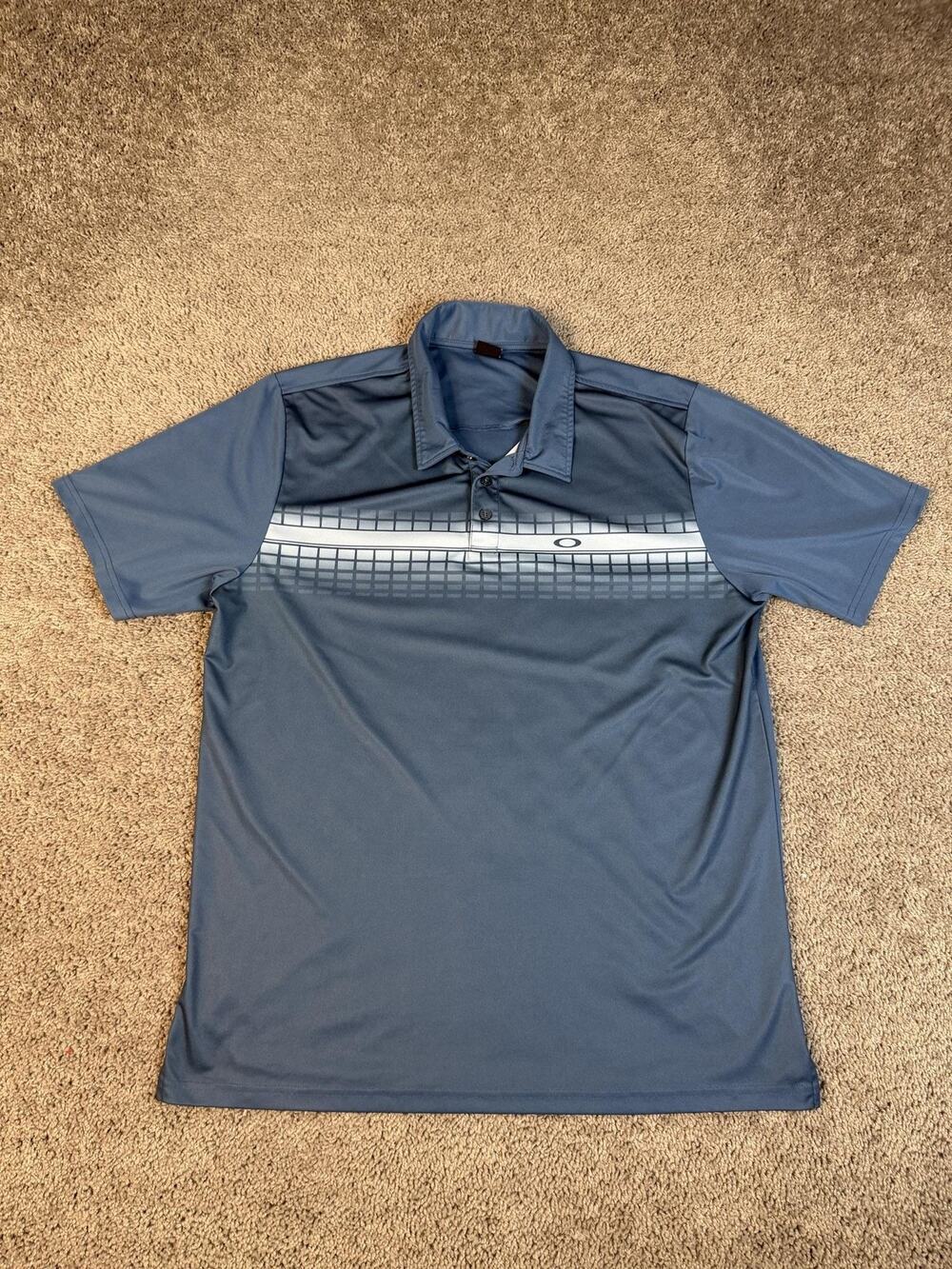 Oakley Polo Shirt Mens XL Blue Golf Moisture Wicking Lightweight Quick Dry